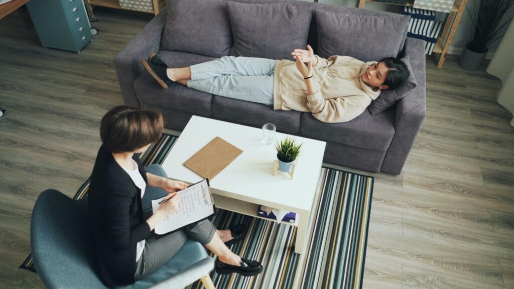 A therapy session for alcohol addiction treatment.