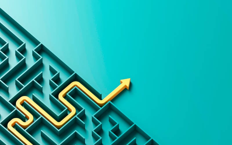 A line moving through a maze, the cover image for an article titled "Coping Strategies for Stress That Actually Work."