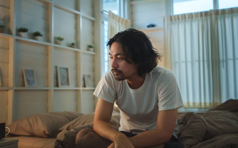A man experiencing post-acute withdrawal symptoms (PAWS).